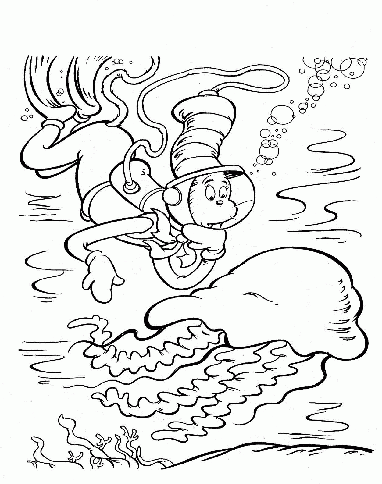 Plansa de colorat cu Cat in the hat 22 19